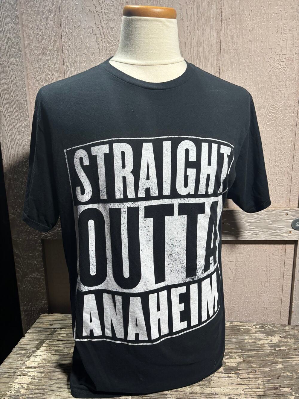 Straight Outta Anaheim Black T-Shirt Size XL NWA parody